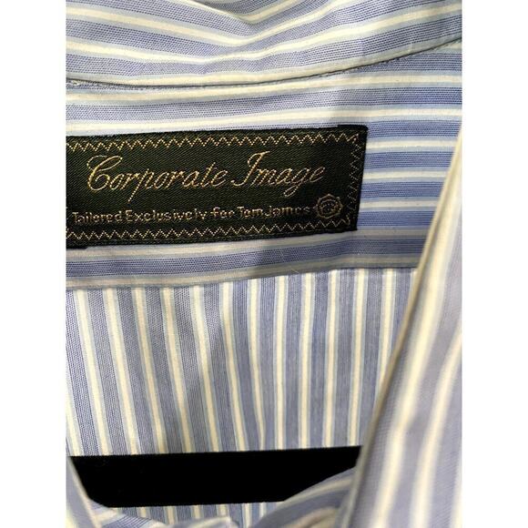 Tom Jones Corporate Image Blue/White Pinstriped Button Down Shirt - Approx. 2XL - Picture 4 of 4